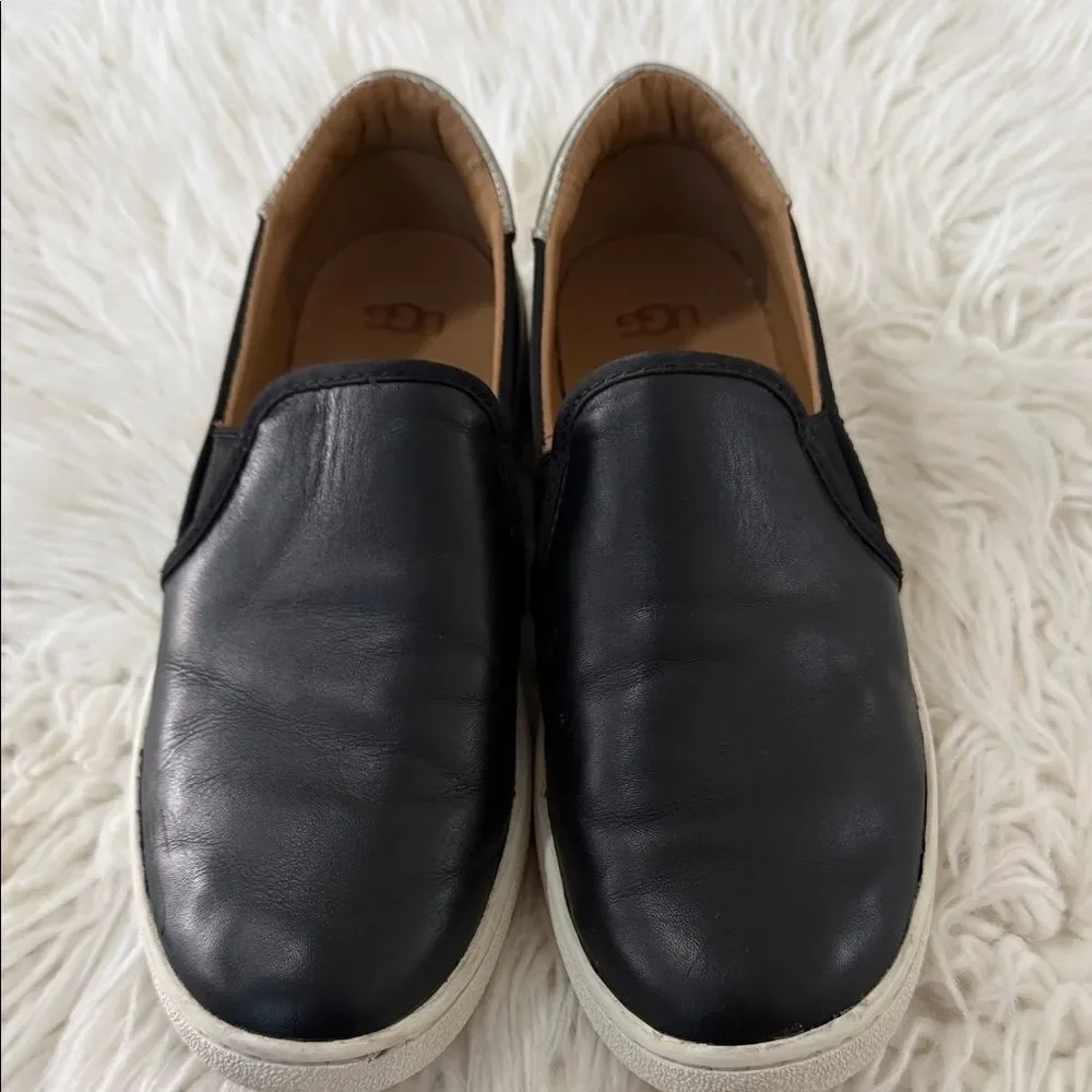 UGG Women’s Black Leather Slip-Ons Size 7.5